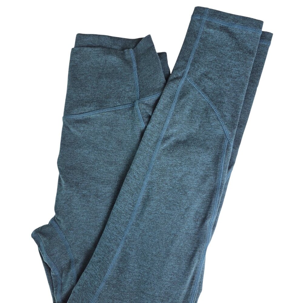 Stori Leggings Size 6 Teal Heather Soft Double Brush Heavy Weight Pockets Tights - Picture 3 of 8